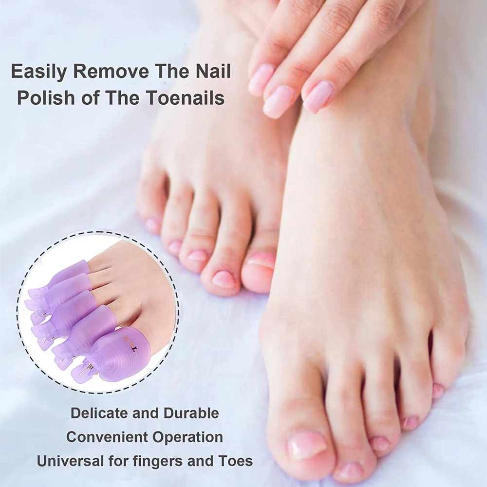 5 Pcs Foot Toe Soak Off Cap Set Colorful Plastic Clip UV Gel Polish Remover Wrap Manicure Nail Art Tool Kit Manicure Tool