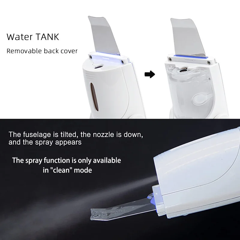 Ultrasonic Skin Scrubber Vibration Face Spatula Blackhead Remover Shovel Clean Cavitation Peeling Facial Lifting Skin Care LESEN