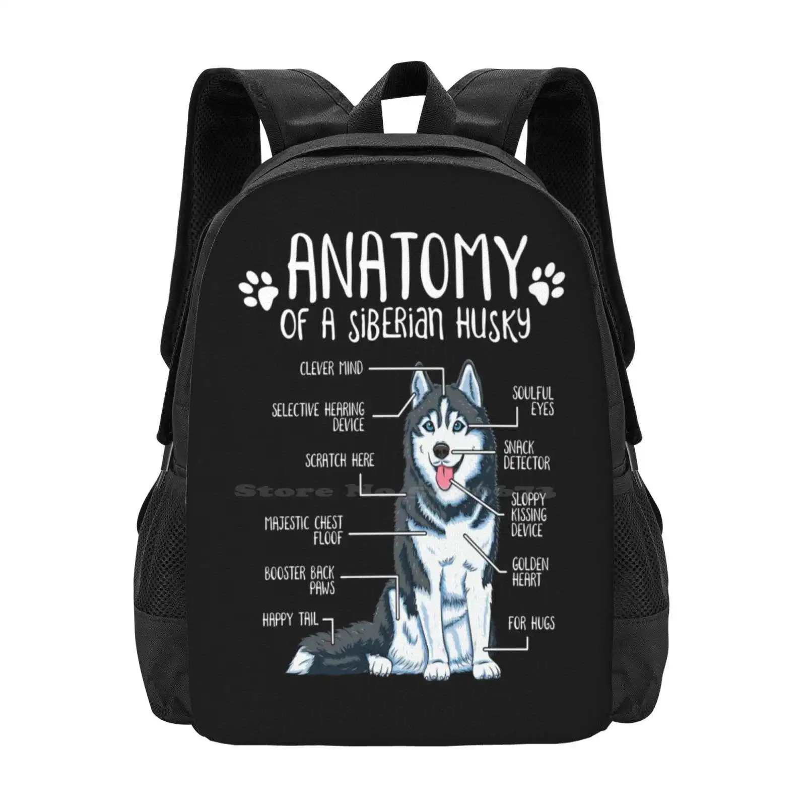 

Funny Siberian Husky Anatomy Dog Lover Gift 3D Print Design Backpack Student Bag Siberian Husky Lover Dog Lover Anatomy Breeder