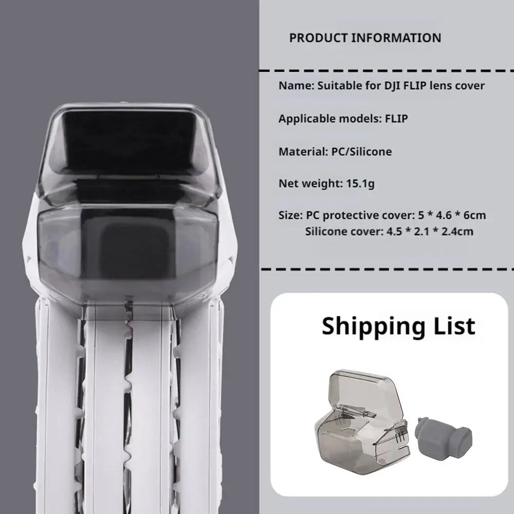 Installation facile de la coque de protection sur l'objectif DJI FLIP, montrant le revêtement anti-rayure et l'accès aux commandes