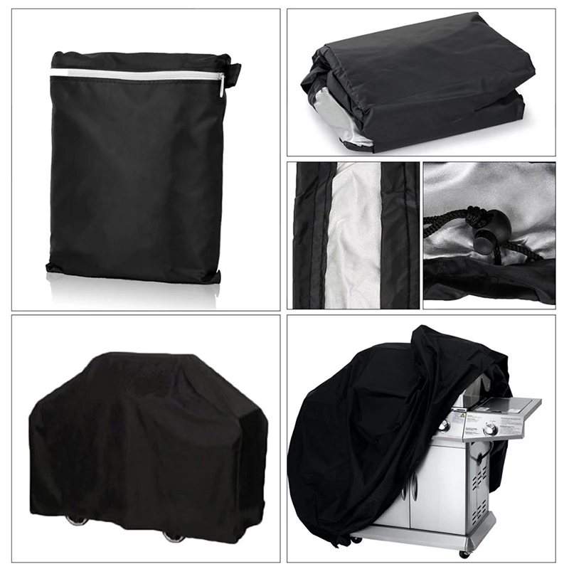 Details about   Black Waterproof BBQ Cover Grill Cover Anti Dust Rain Gas Charcoal Electric Barb 