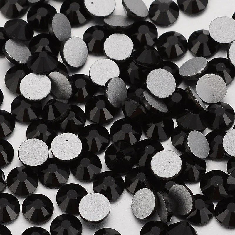 Black Series Glass Flatbase Rhinestones For Needlework SS3-SS60 Non Hotfi Boutique Crystal For Nail Art Crafts DIY Deco Parts