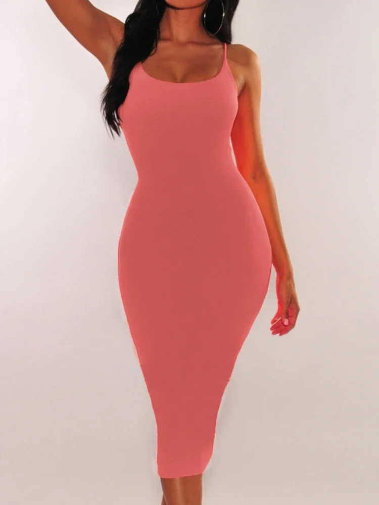 섹시한 랩 가슴 Girdling 허리 긴 Bodycon 드레스 여성 스파게티 스트랩 솔리드 컬러 스키니 드레스 우아한 클럽 파티 Vestidos