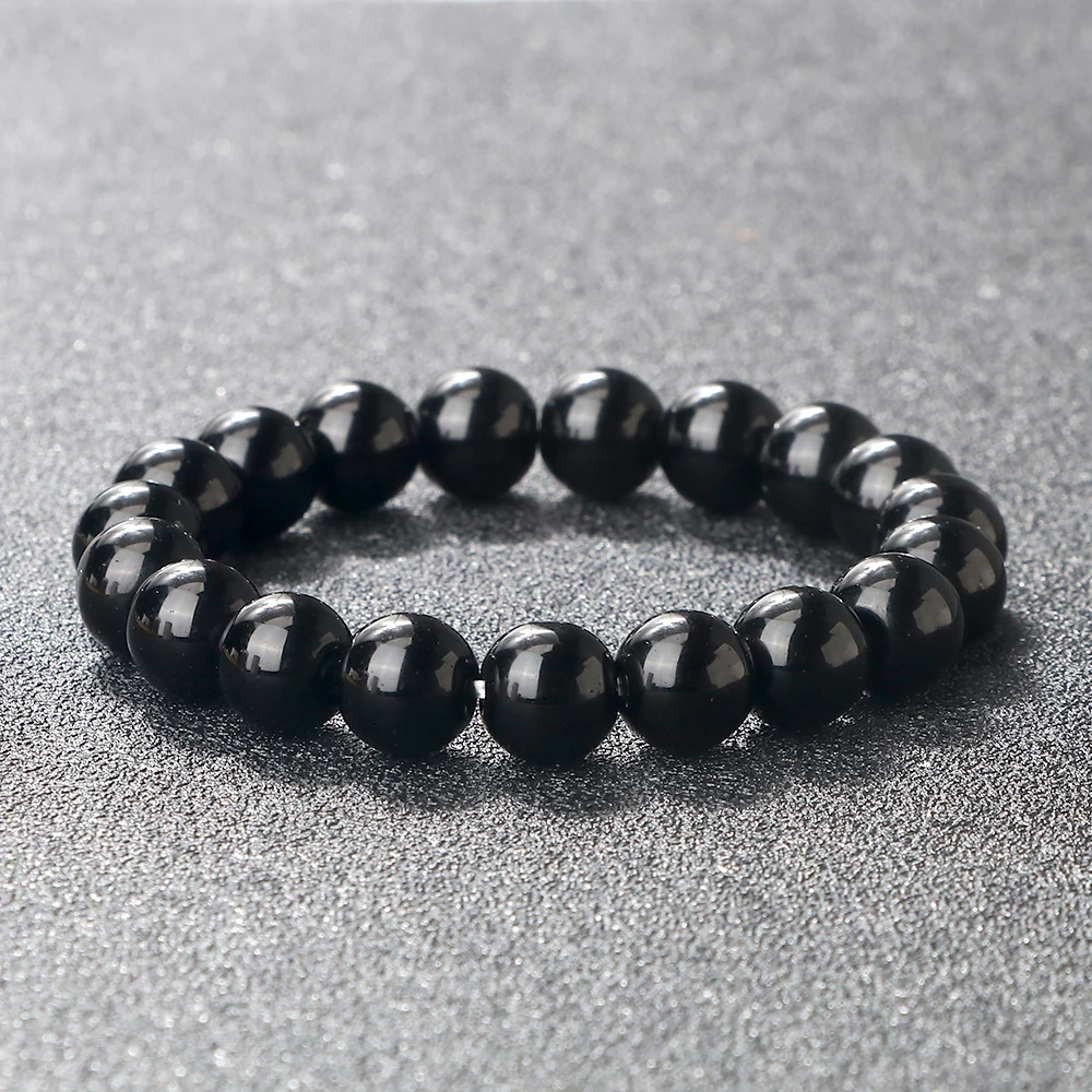 Natural Black Obsidian Stone Bracelet Fat Relief Promote Blood Circulation Anti Anxiety Weight Loss Women Men Jewelry