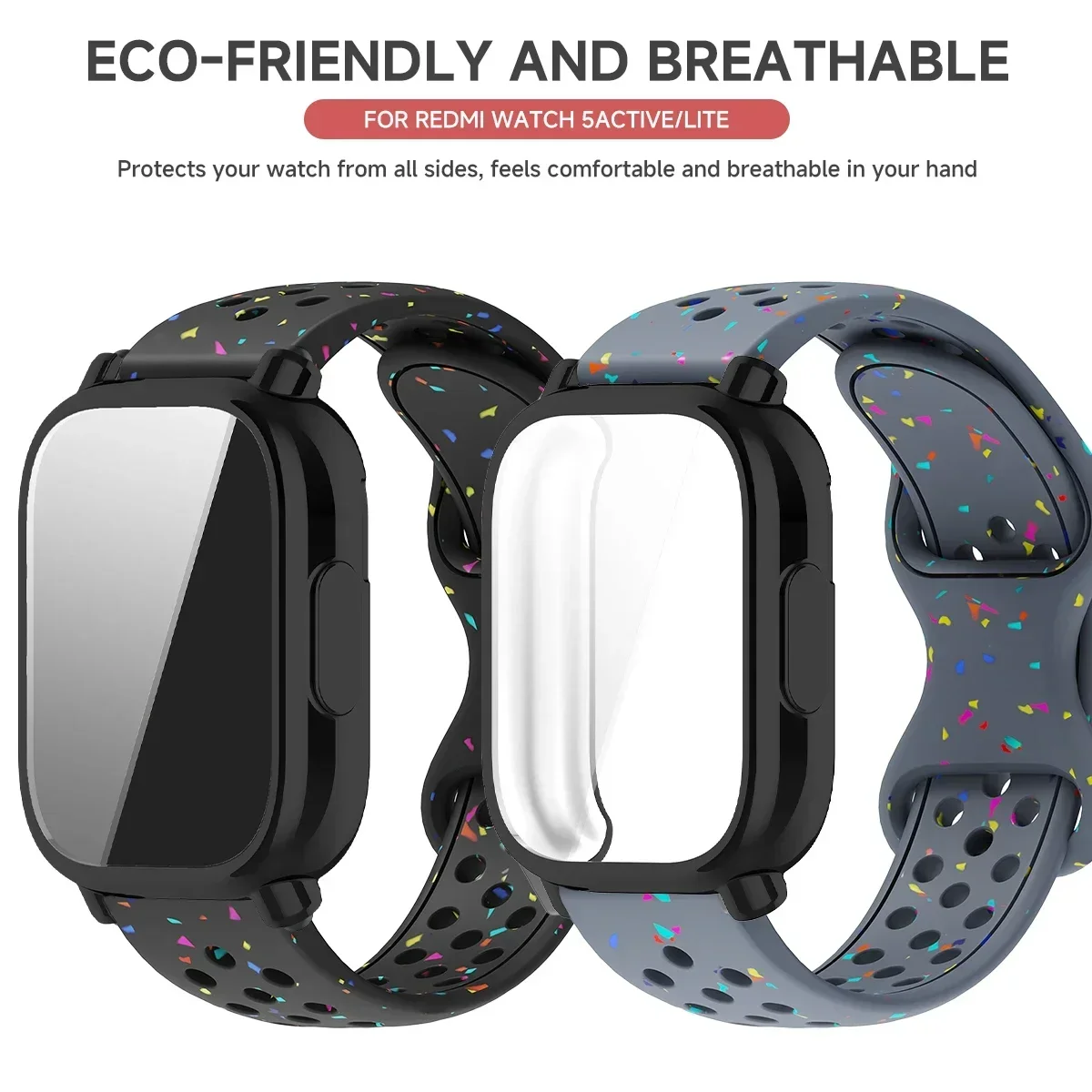 Enhanced Silicone Strap and TPU Protector Case for Full-Screen Coverage - Breathable Sports Band Design