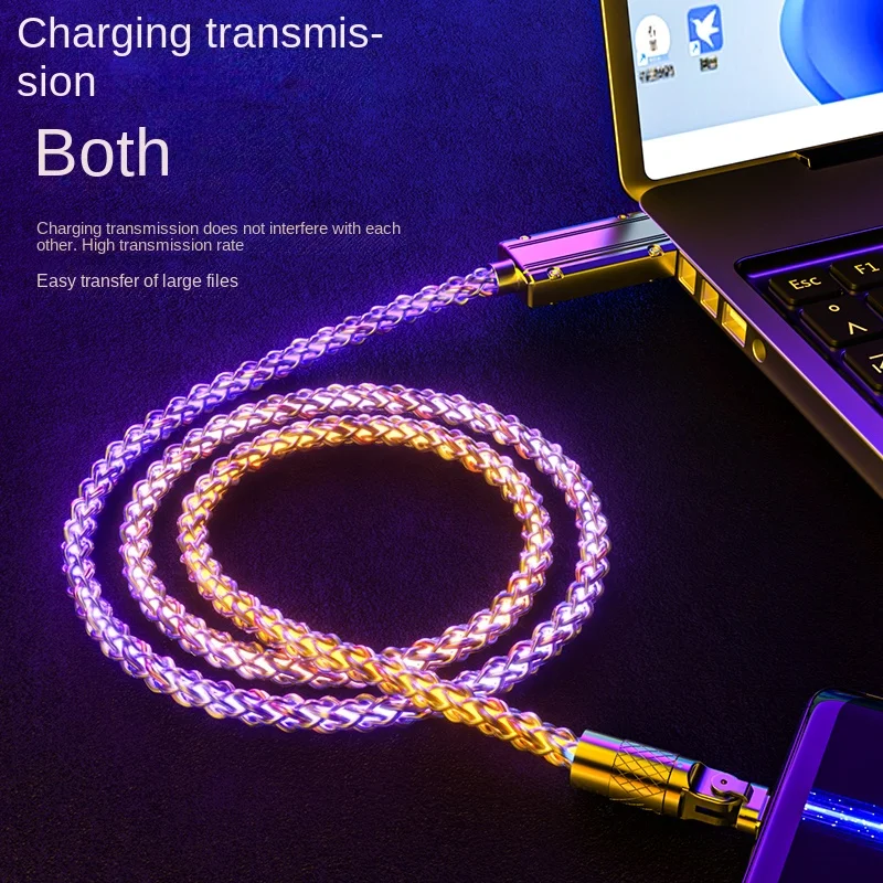 

RGB Super Fast Charging Date Cable Flow Cool Colorful Streamer Glowing Line For iPhone Huawei Xiaomi Type C USB C Charger