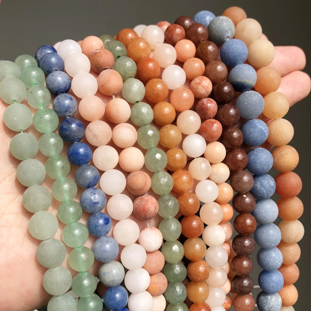 Perle Rotonde In Agata Blu Scuro 8 Mm - 46 Pezzi - Pietra Naturale Picture Jasper - Per Creazione Gioielli