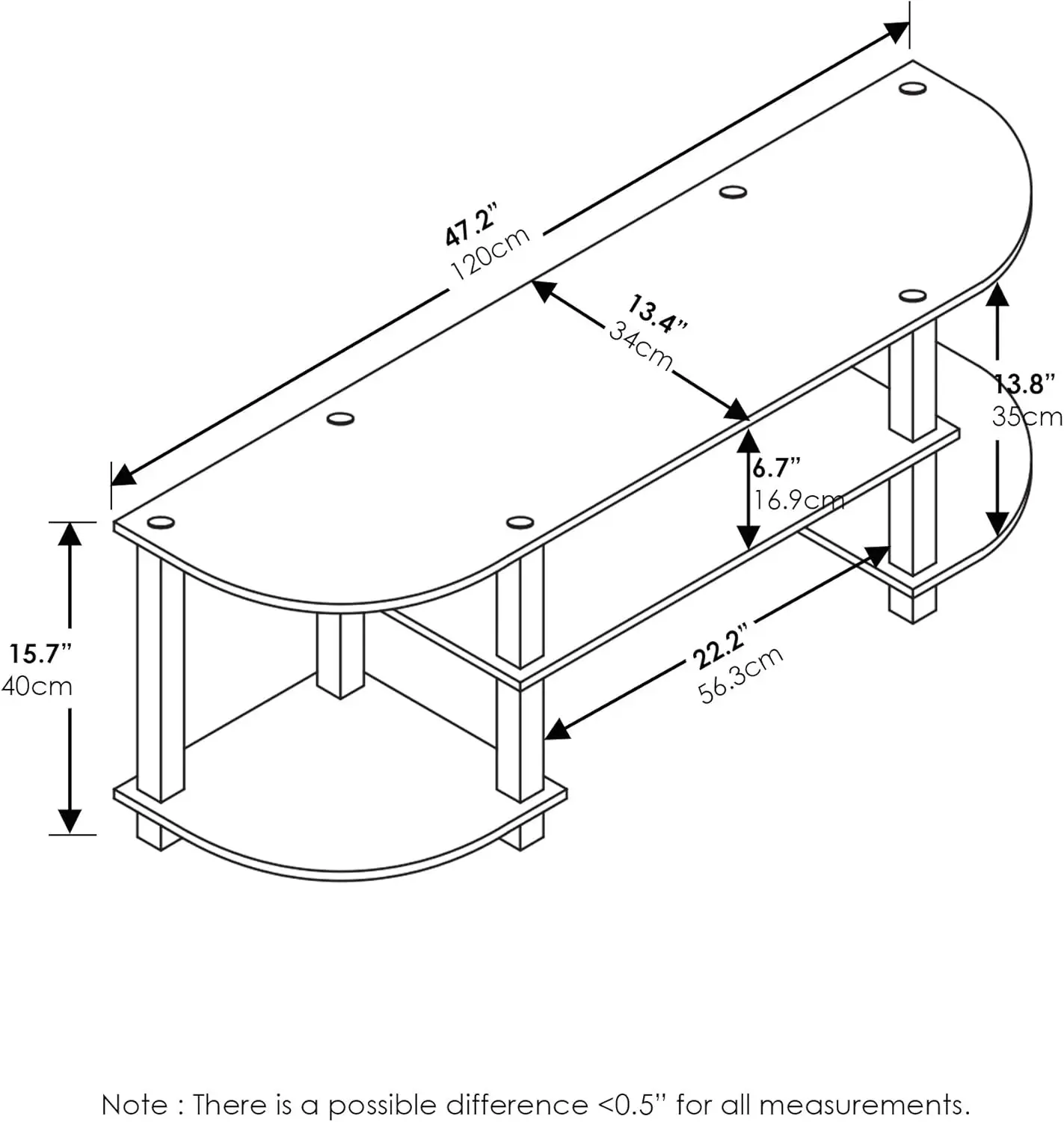 3-Tier 50" TV Stand & Wide 55" TV Entertainment Center, Espresso/Black