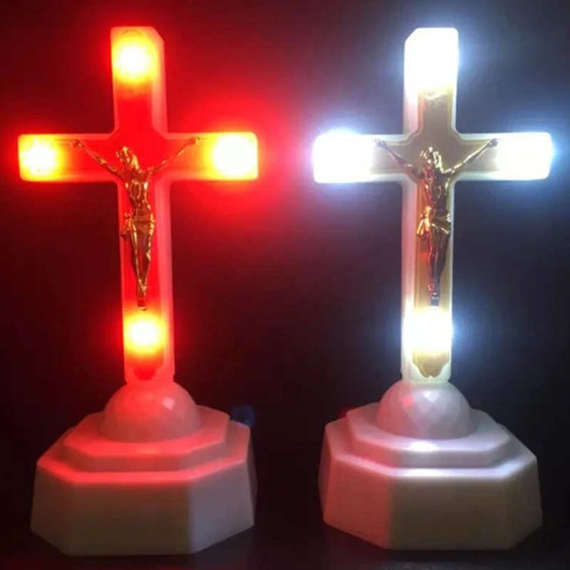 Luce Notturna 3D A Croce Di Gesù - Illusione Ottica Olografica - Lampada LED Con 16 Colori, Telecomando, Timer E USB - Regalo Cristiano