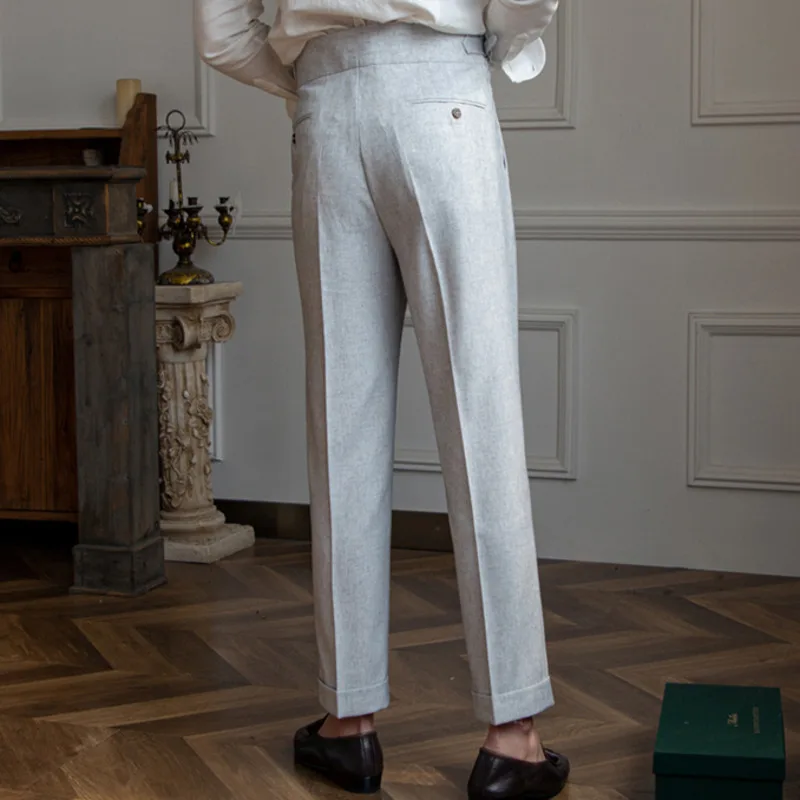 Italy Business Dress Pants Men High Quality Office Social Suit Pants Casual Wedding Groom Trousers Gray Pantaloni Uomo Casual  3