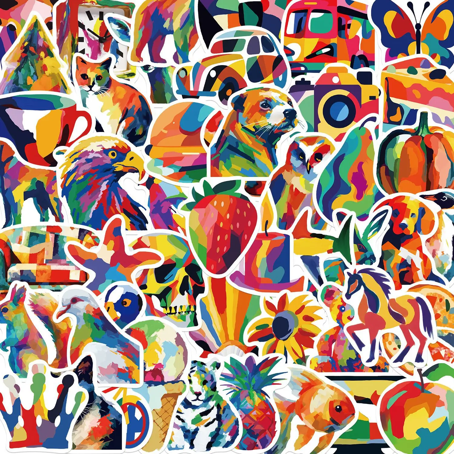 

10/30/50PCS Colorful Line Art Animals Cartoon Sticker DIY Phone Laptop Luggage Skateboard Graffiti Decals Fun for Kid Toy