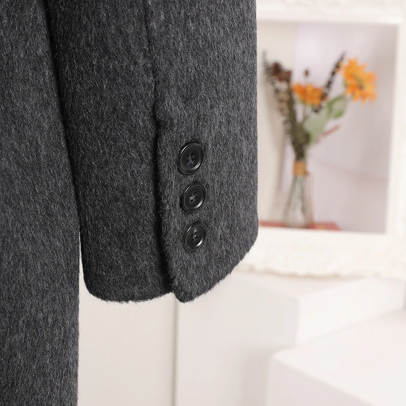 LANMREM Dark Grey Women's Suit Collar Double-faced Woolen Coat autumn Winter Loose Casual Straight Overcoat With Belt CPG4195 - Image 6