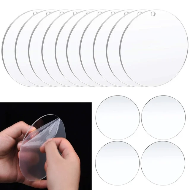 Lot de 50 disques ronds en acrylique transparent de 5 cm d