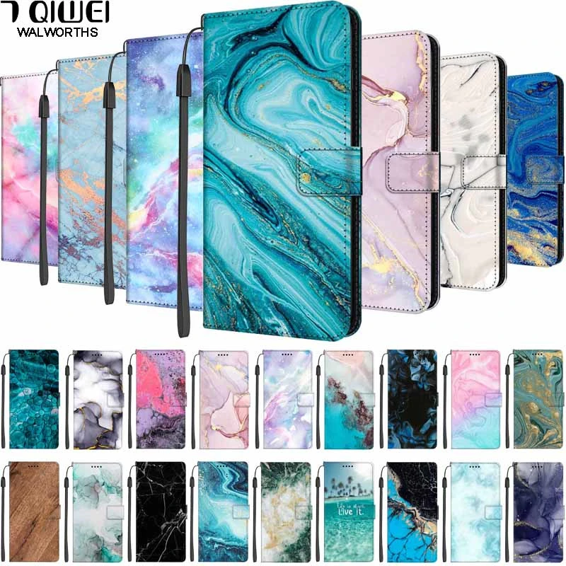 cute samsung cases Marble Wallet Case For Samsung Galaxy S7 Edge S8 S9 S10 S20 Plus S9Plus S 10 Phone Cover Leather Flip Stand Margnetic Card Slot samsung silicone
