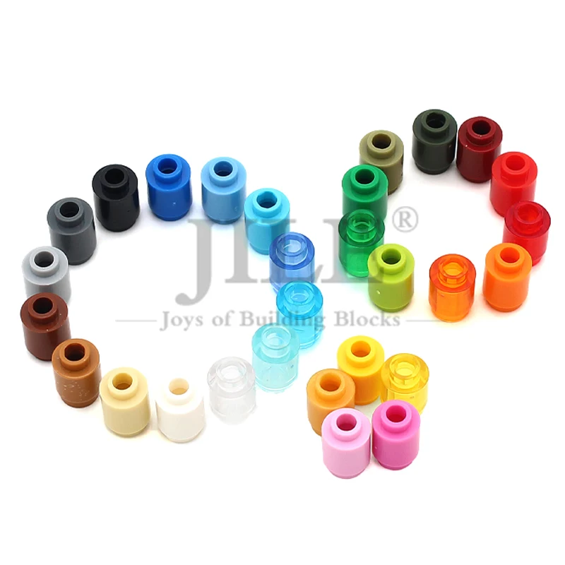 100pcs Moc 벽돌 라운드 1x1 3062 원통형 램프 구슬 DIY 계몽 빌딩 블록 조립 입자 장난감과 호환 가능