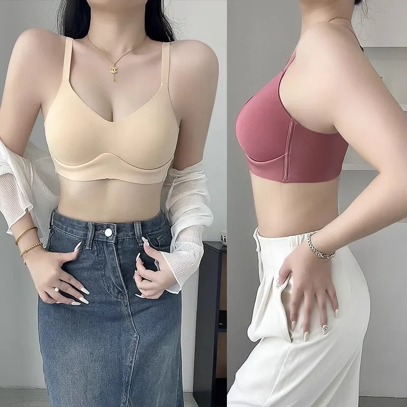 FallSweet 2PCS/set Seamless Push Up Bra for Women Wireless Bralette 3/4 Cup Soft Comfortable Underwear Sexy Female Lingerie 2