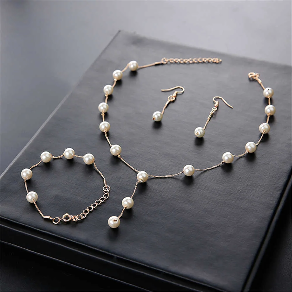 Vintage Schmucksets mit simulierten Perlen für Damen, modisches Blumen-Statement-Halsketten- und Ohrring-Set, Accessoires für Hochzeiten und Partys – Detail 19