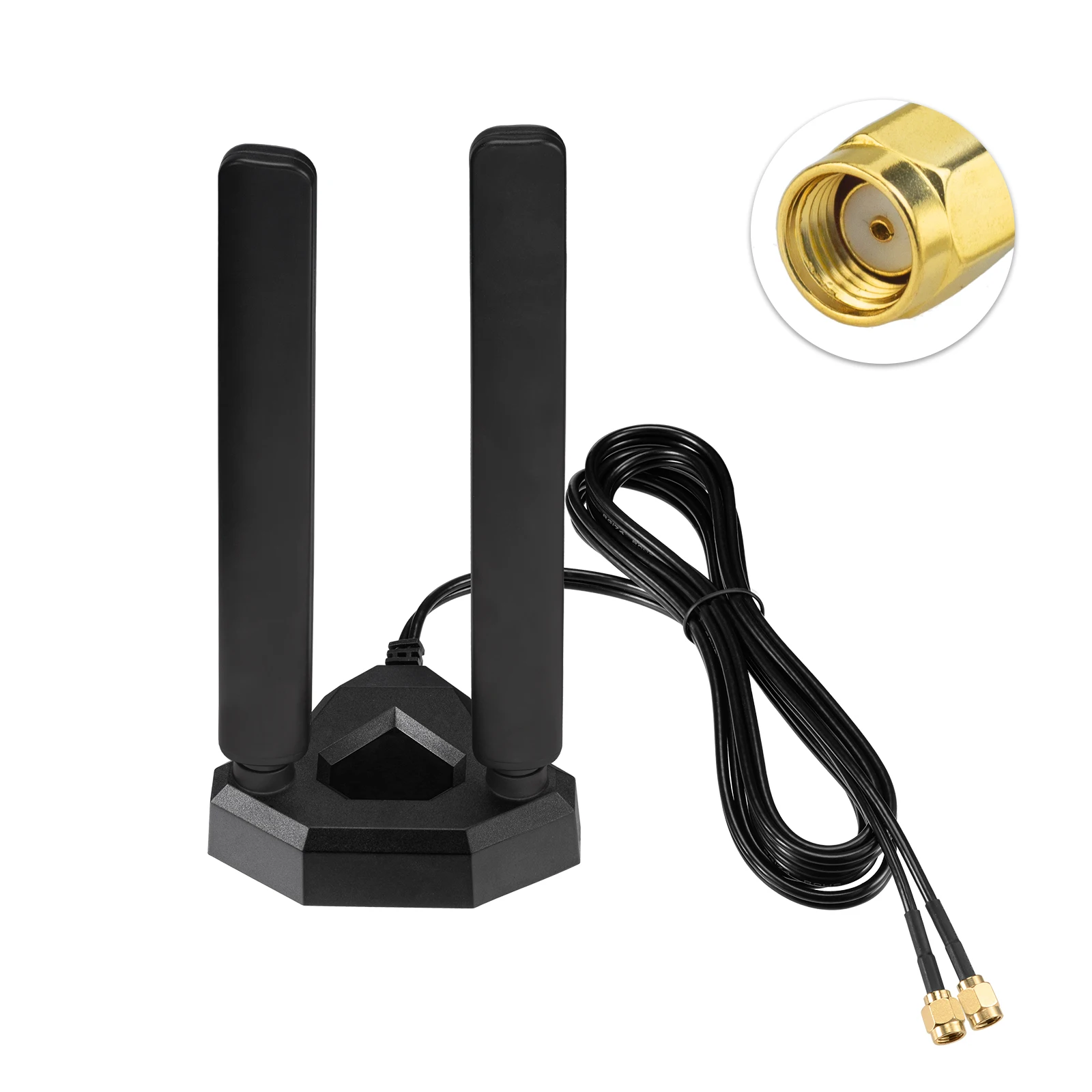 Superbat 듀얼 밴드 게임용 마그네틱 베이스 와이파이 안테나, Wukong 게임 PC용 6.5ft RP-SMA 수, 6dbi, 6GHz, 5GHz, 2.4GHz, 6E, 트라이 밴드