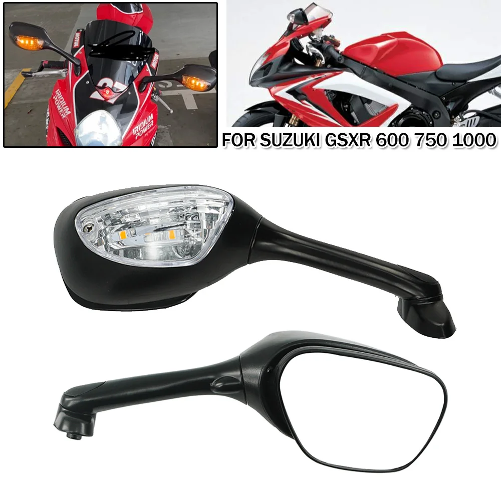 オートバイリアビューサイドミラーでシグナルライトをledターンスズキgsxr 600 750 1000 GSX-R K6 K7 K8 SV650 650 sv 1000 1000s