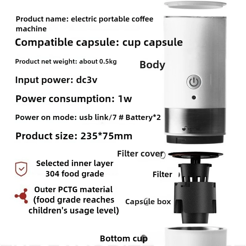 New Portable Capsule Coffee Machine American Espresso Electric Small Wireless Heated Capsule Coffee Machine Easy To Clean 2 in 1
