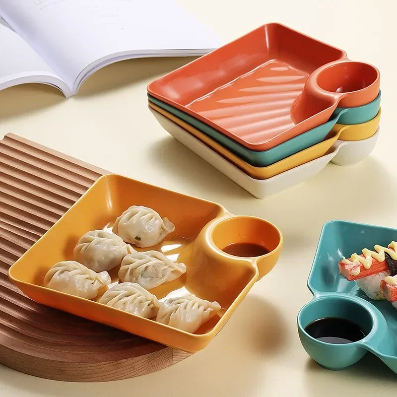 2/1Pc Square French Fries Tray with Sauce Space Snack Platter Creative Separated Divided Tray Tableware Salad Plates
