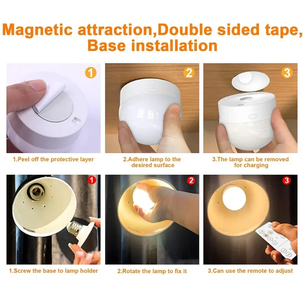 Rechargeable LED Ambient Night Light with Remote Control & Color Changing Features