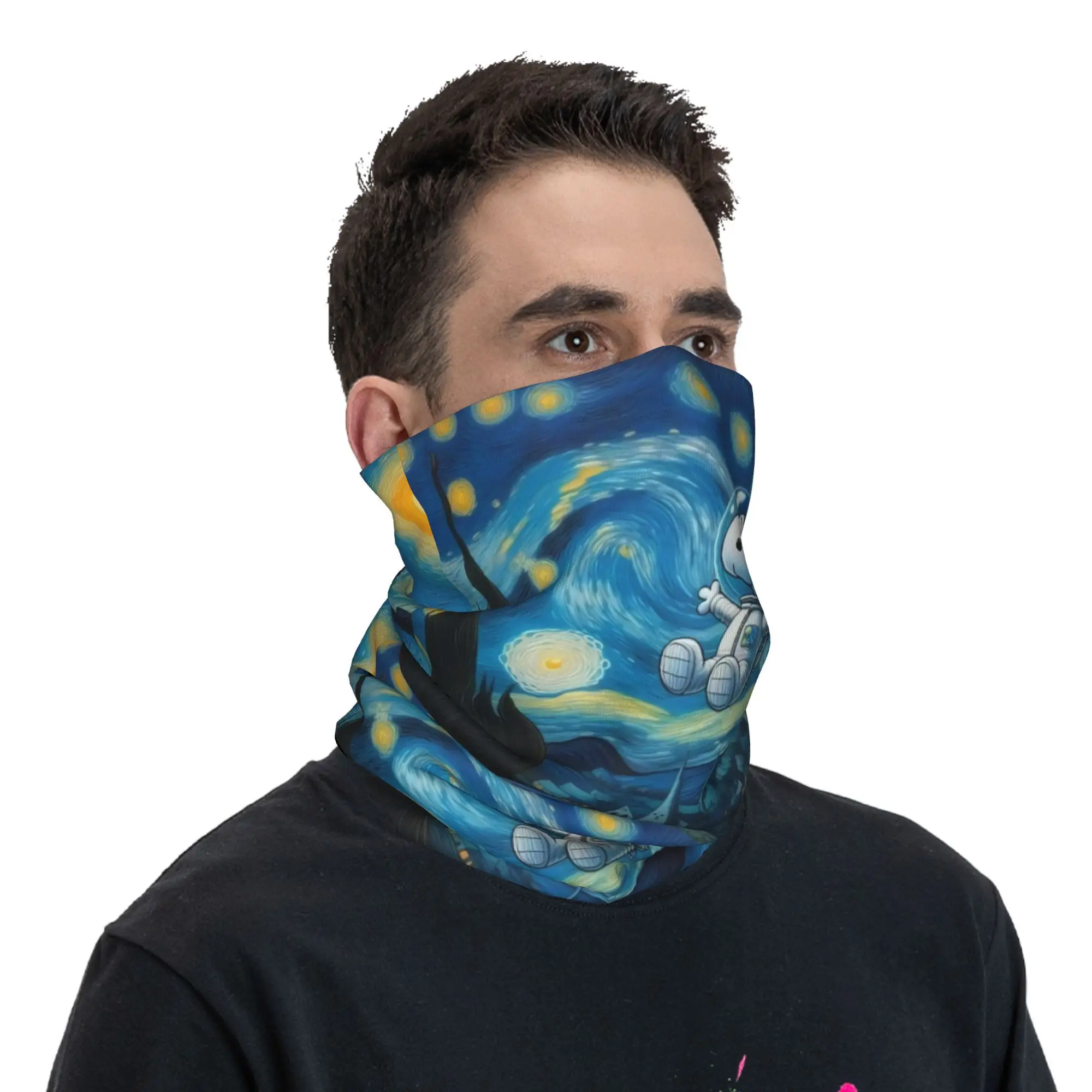S-Snoopys The Starry Night Bandana Neck Warmer Women Men Winter Hiking Ski Scarf Gaiter Face Cover