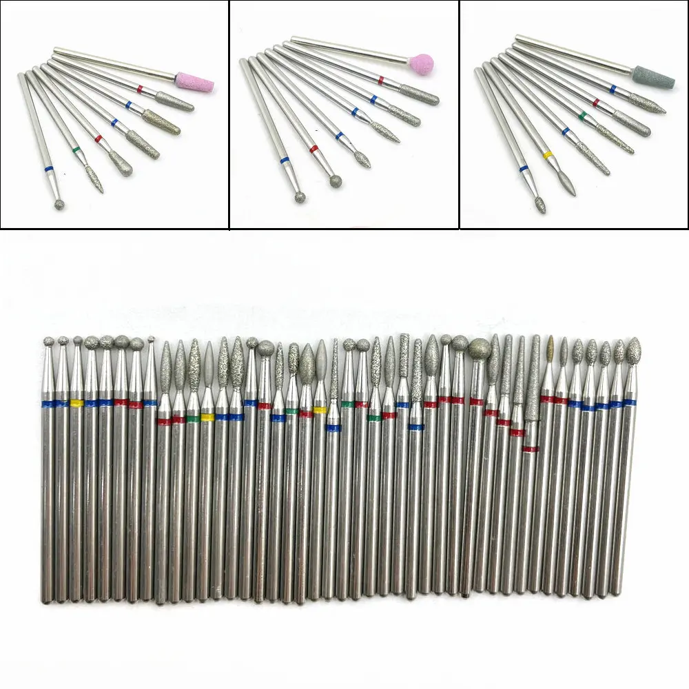 Diamond Nail Drill Bit Rotary Electric Milling Cutters Pedicure Manicure Files Cuticle Burr Nail Tools Accessories 7pcs nail drill bit nail drill bits diamond burs cuticle remover bit nail art tools nail manicure tools nail manicure accessories