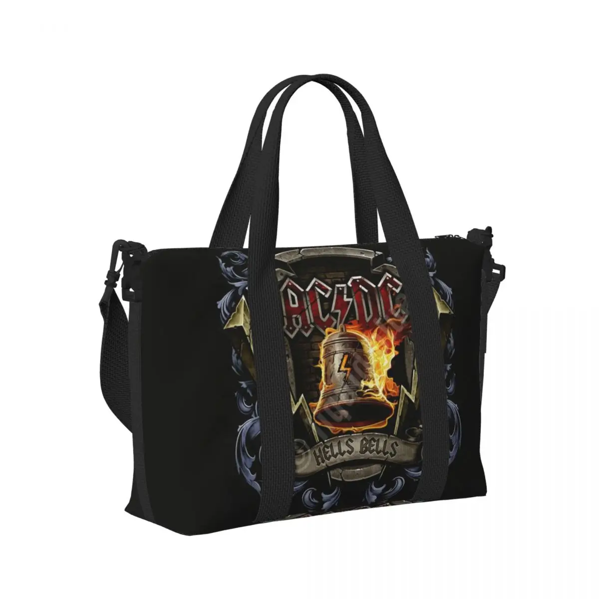 AC DC Rock Roll Band Tote Bag Women Large Capacity Australian Band Star Beach Gym Shoulder Travel Bag