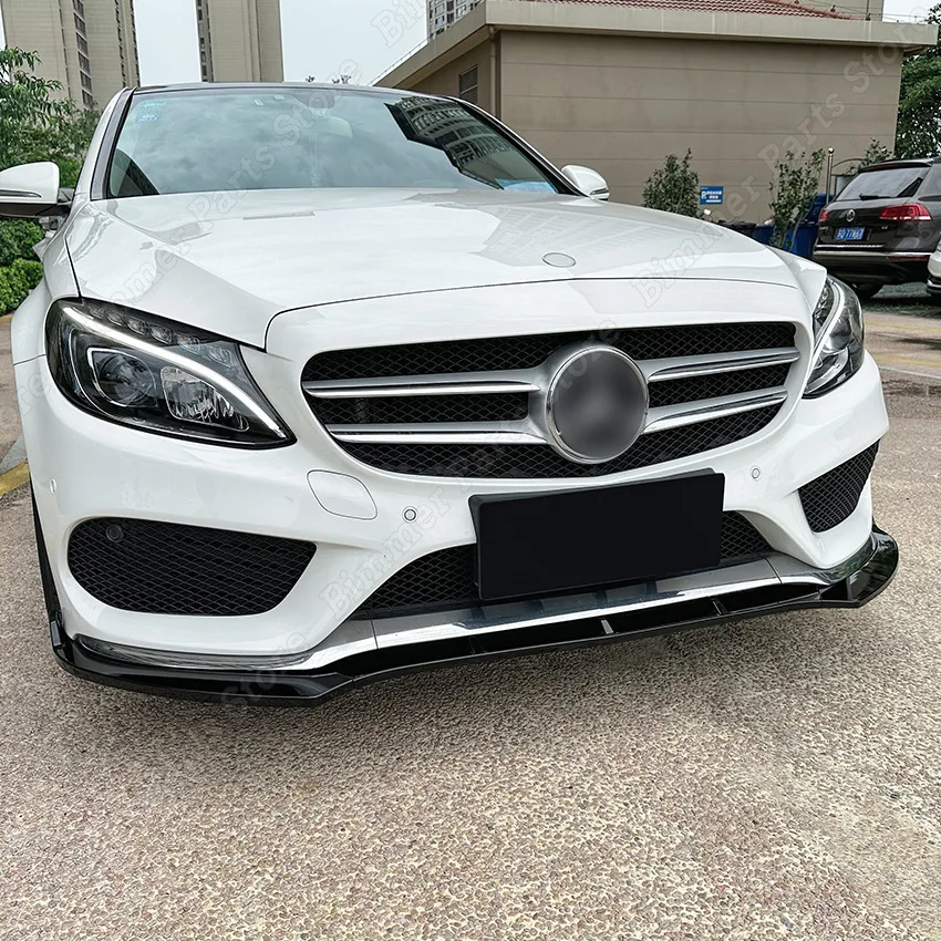 자동차 앞 범퍼 스플리터 스포일러 립 디퓨저 가드 키트, 메르세데스 C 클래스 W205 C180 C200 C260 2015-2018 AMG, 글로스 블랙