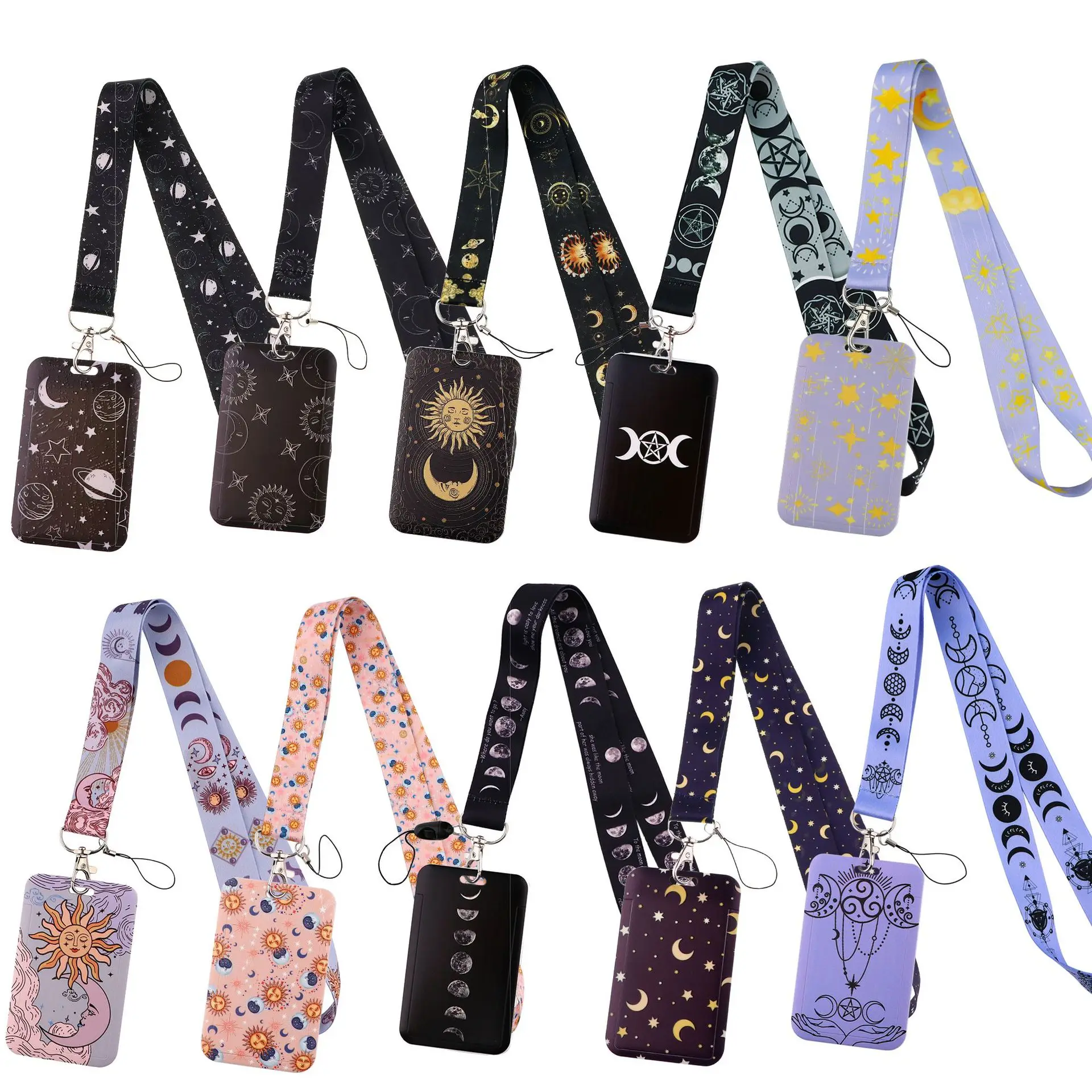 Sun Moon Goddess Mobile Phone Lanyard Card Cover Accessories Bus Card Student Work ID Hard Shell Protective Cover couples lanyard,hanging neck strap