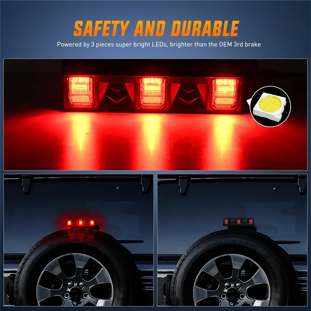 Led Third Brake Lights LED Rear Lights High Mount Stop Lights For Jeep Wrangler