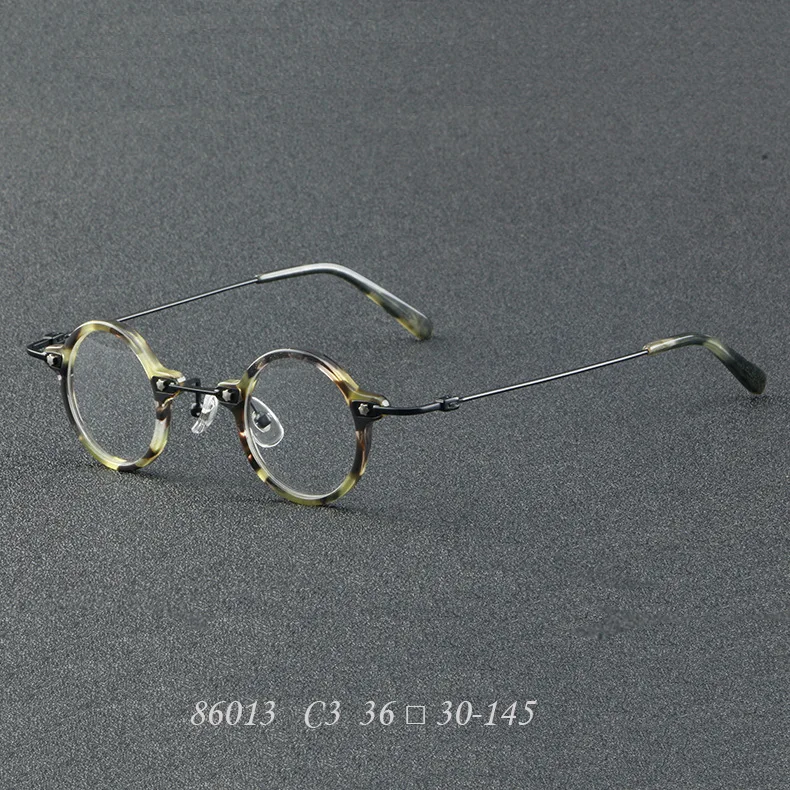 Vcka Vintage Acetat Titan Myopie Brillen Rahmen Männer verschreibung pflicht ige optische Brille Frauen Retro runde Brillen-0,5 bis-6,0 – Detail 4