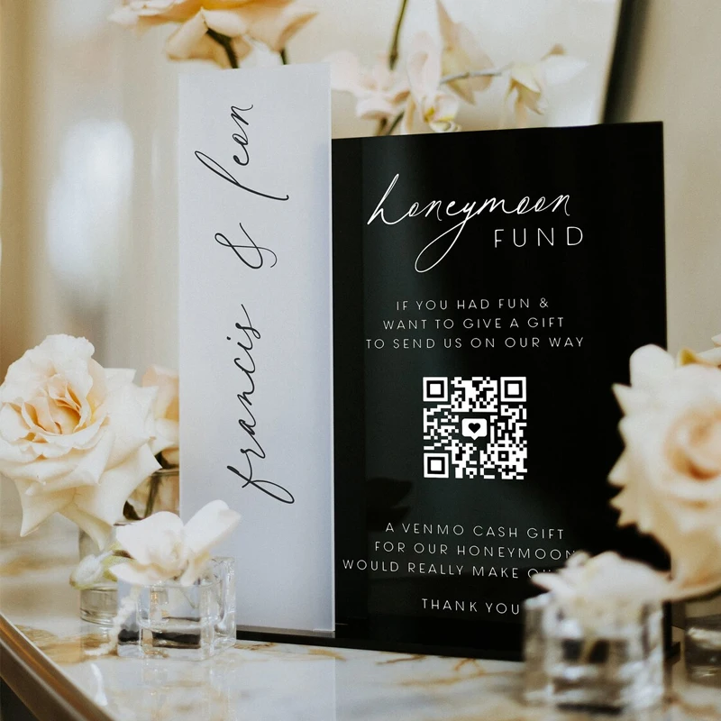 Wedding Honeymoon Fund Sign Honeymoon Fund QR Code Sign Venmo QR Code Wedding Sign Modern Wedding Sign QR Code Sign Table Decor