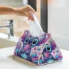 Custom Cartoon Pink Stitch Tissue Box Cover PU Leather Rectangular Anime Cartoon Facial Tissues Holder for Home 6