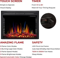 39" Electric Fireplace Insert,Freestanding & Recessed Electric Stove Heater,Touch Screen,Remote Control,750W-1500W with Timer 2