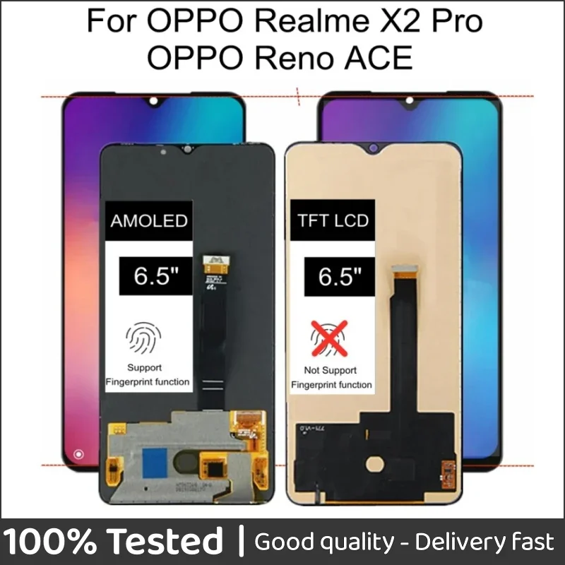 

6.5" For OPPO Reno ACE PCLM10 LCD Display Touch Screen Digitizer Assembly For Realme X2 Pro RMX1931 LCD