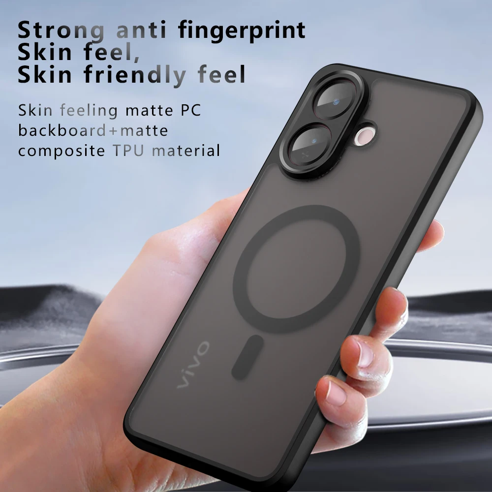 Magnetic Wireless Charging Shockproof Matte Phone Case with Translucent Back