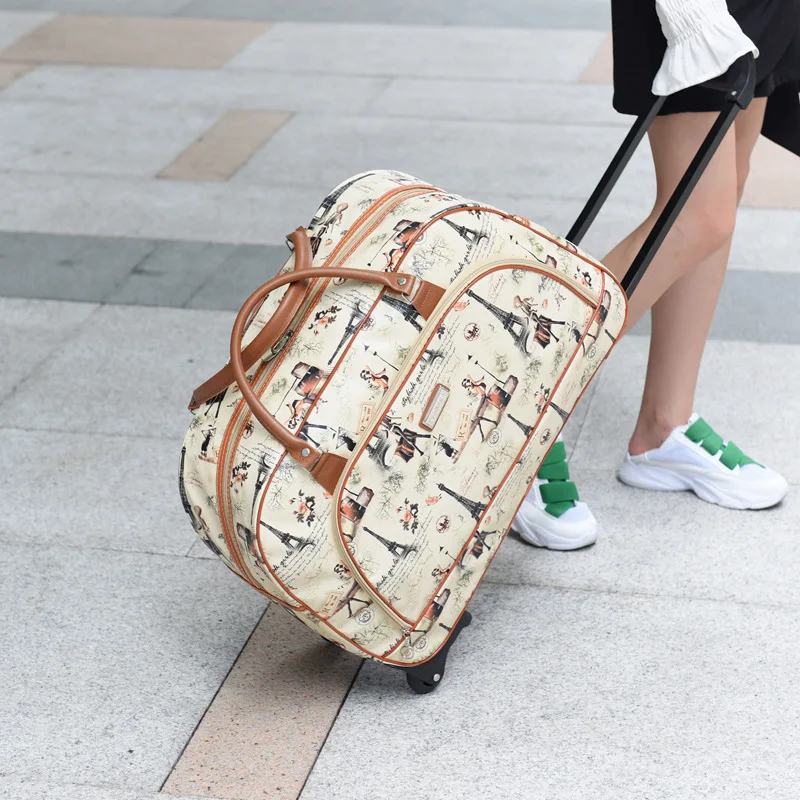 Large Capacity Women Travel Suitcase Trolley Bags Wheeled Bag Oxford Waterproof Rolling Luggage Travel Bag With Wheels
