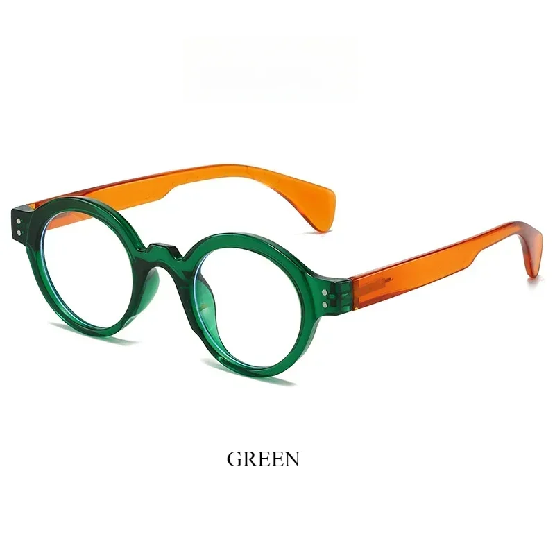 Vintage-Inspired Oversized Round Reading Glasses with Spring Leg and Anti-Blue Light Protection