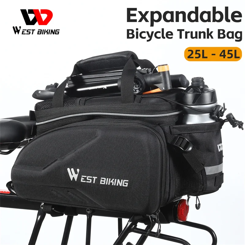

WEST BIKING Multifunctional Bicycle Trunk Bag 25L-45L Bike Pannier Cycling Bag Travel Handbag With Rain Cover Bike Accessories