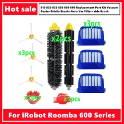 Replacement Part Kit For iRobot Roomba 600 Series 610 620 625 630 650 660 Vacuum Beater Bristle Brush+Aero Vac Filter+side Brush