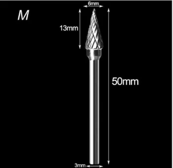 3mm Shank Drawing Tungsten Carbide Milling Cutter Rotary Tool Burr Double Diamond Cut Rotary Dremel Metal Wood Electric Grinding 10