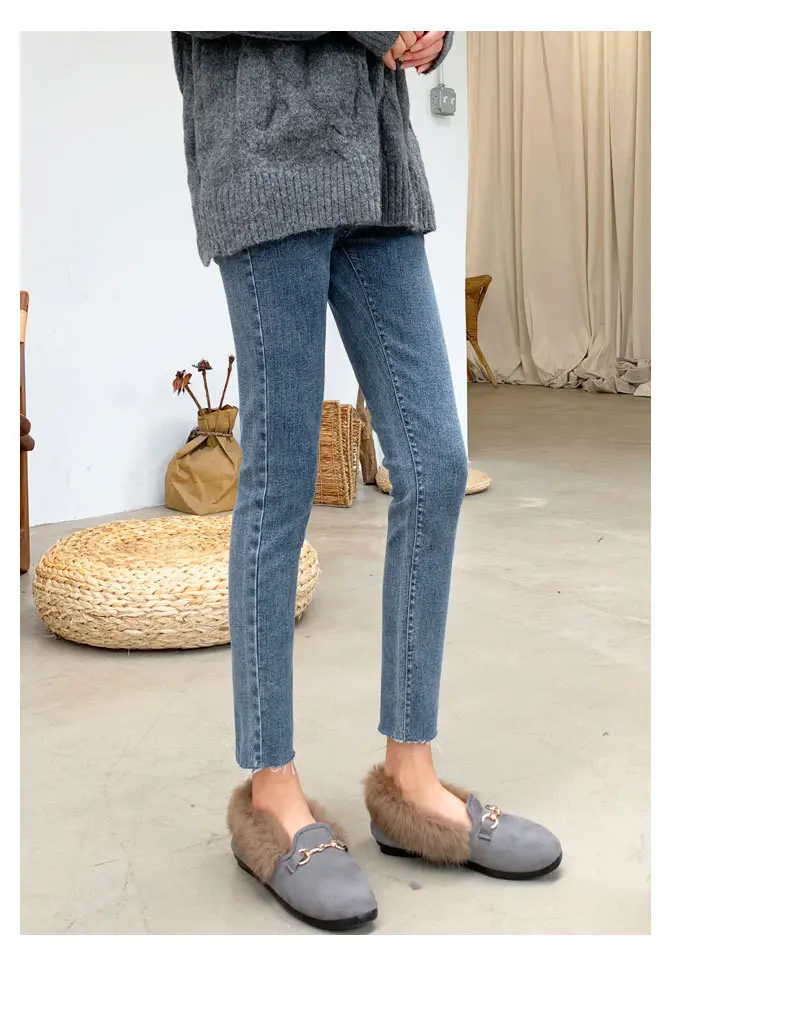 Female Denim Tight Pencil Pants Womens Skinny Jeans Slim Pants High Waisted Stretch Denim Jeans Blue Retro Washed Trousers 029 slim fit