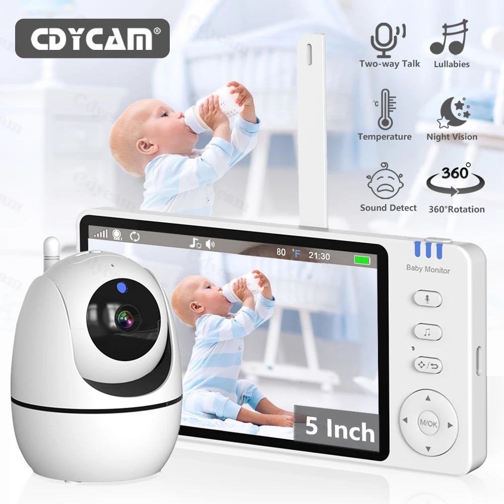 5.0 Inch Baby Monitor with Camera VOX Wireless Video Nanny 720P HD Security Night Vision Temperature Remote Move 2 Way Audio wireless baby monitor,video baby monitor