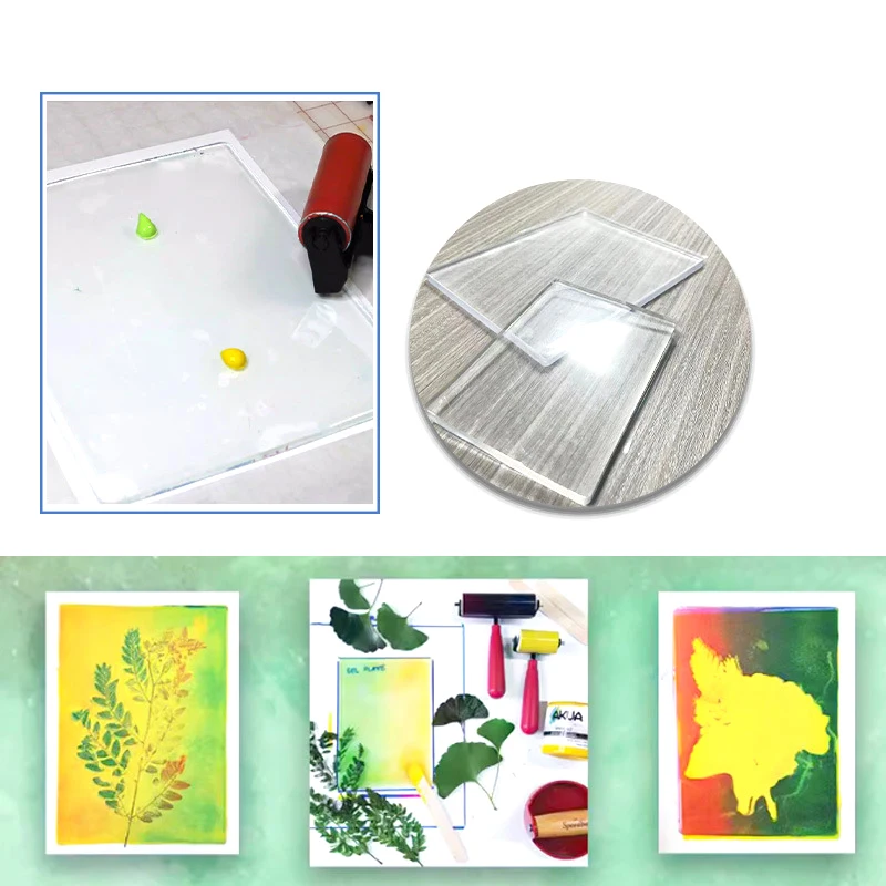 Gel Arts Gel Printing Plate for Printmaking Reusable Monoprinting Clear Plate for Art and Craft Assortment Scrapbooking