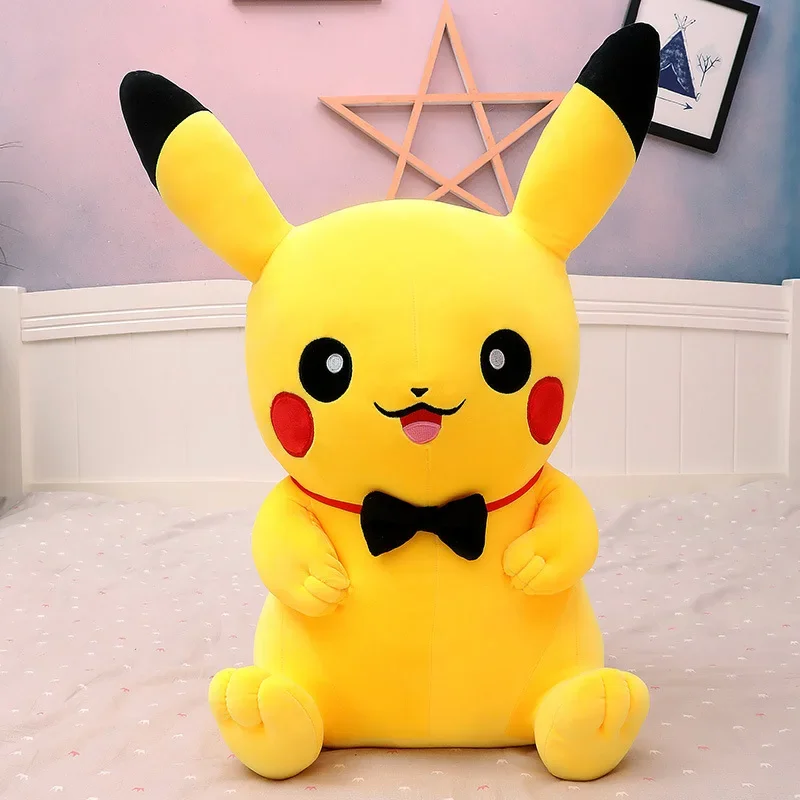 Pokemon Big Size 80cm Pikachu Plush Toy Kawaii Anime Yellow Elf Plush Doll Soft Stuffed Cartoon Doll Birthday Gift For Kids Girl