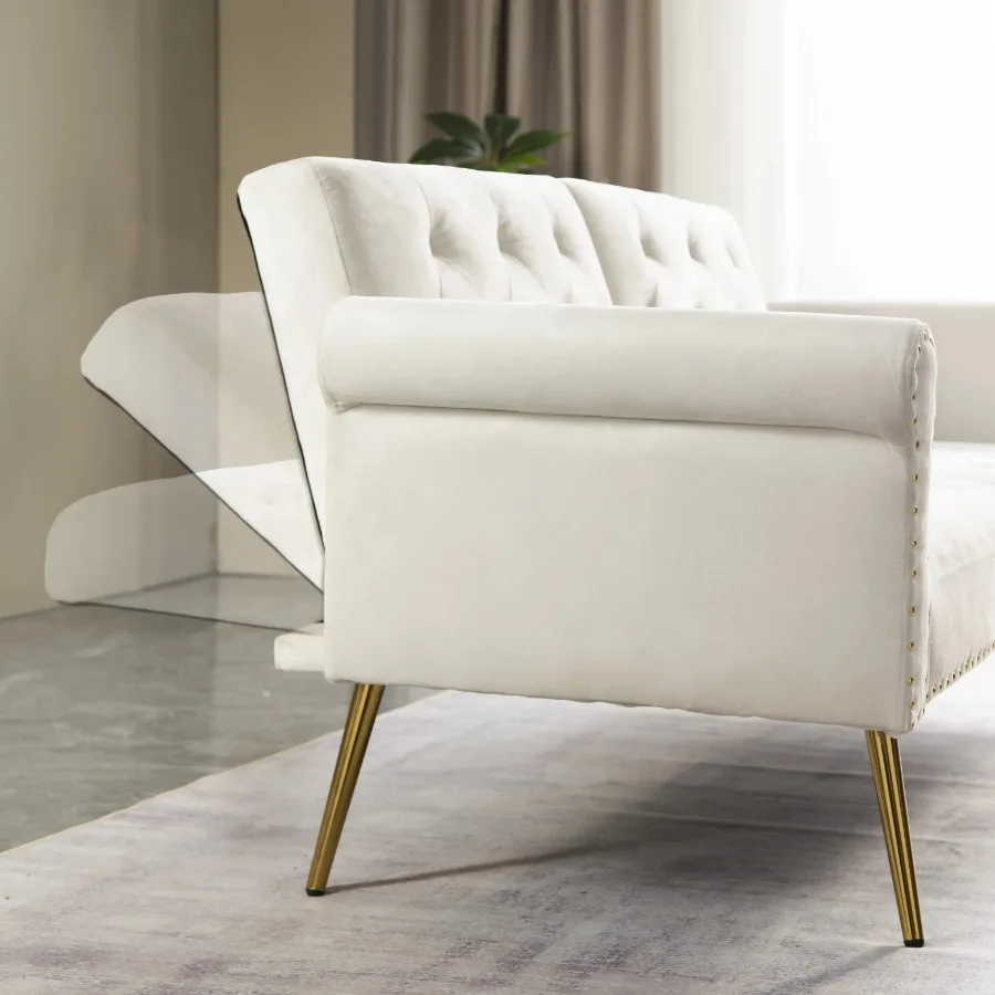 71 inches Convertible Futon Sofa Bed,Modern Reclining Futon Loveseat Couch Sleeper Sofa 2 Pillows Sleeper Sofa for Living Room 3