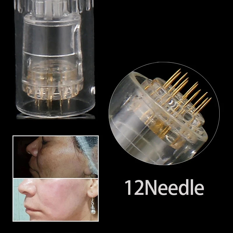 

12Pin Micro Needle Gold Microneedle Bayonet Cartridge Needle Microblading 12 Pin Nano MYM Needles Tip for BB Cream Glow Machine