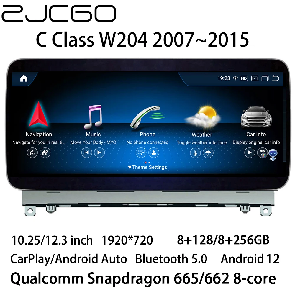 

Мультимедийный плеер ZJCGO, стерео, GPS, радио, навигация, Android 12, экран для Mercedes Benz C Class W204 C180 C200 C220 C230 C280